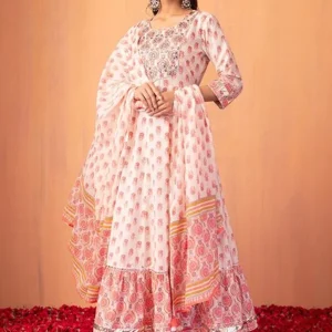 Floral Print Cotton Anarkali Kurta