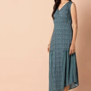 Teal Asymmetric Hem Kurta