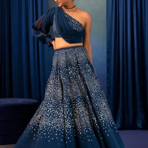Wedding Lehenga with One Shoulder Blouse
