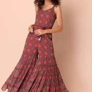 Bandhani tiered jumpsuit