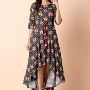 floral high-low soft viscose kurta